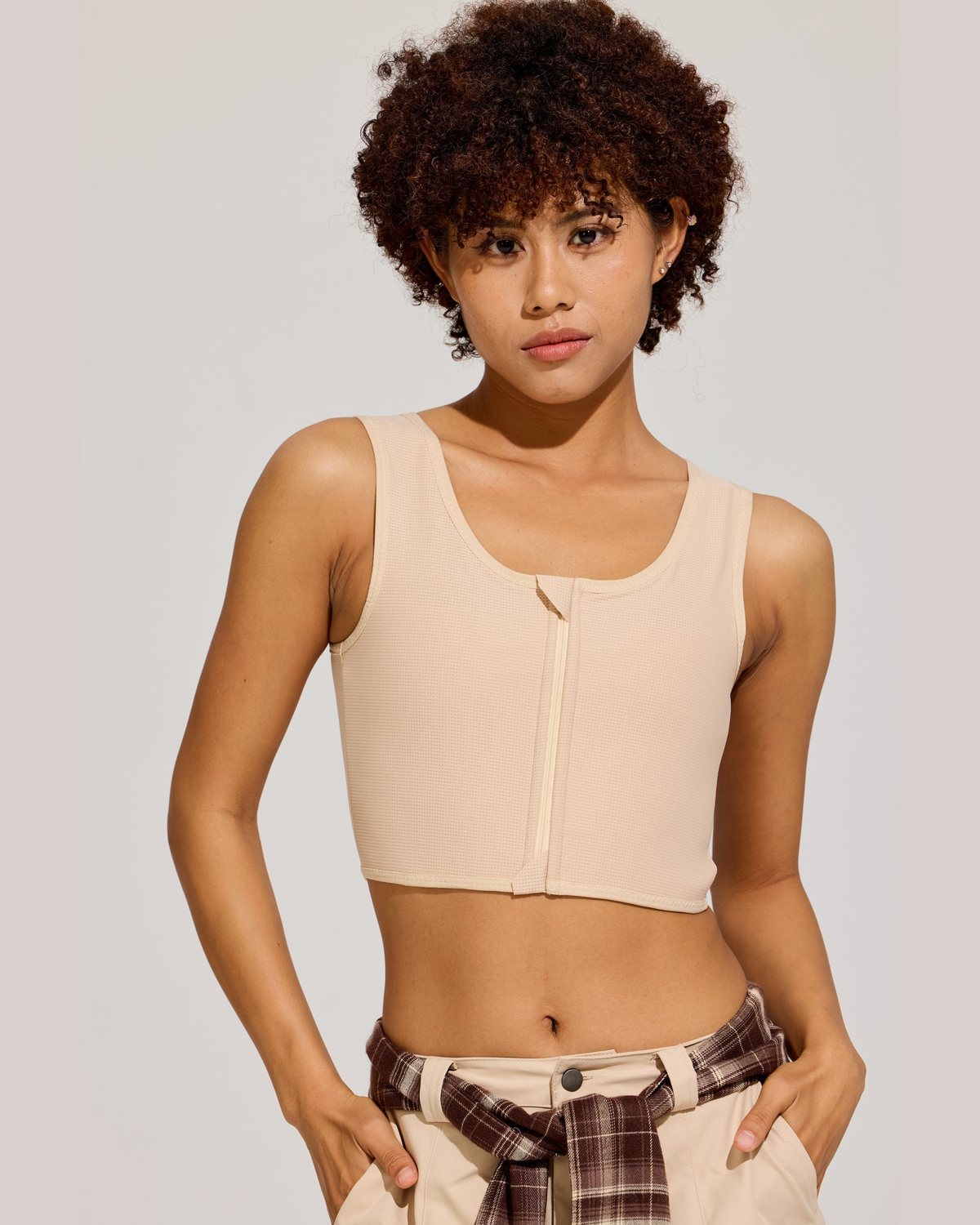 Front Zip Crop Binder Front zip detail