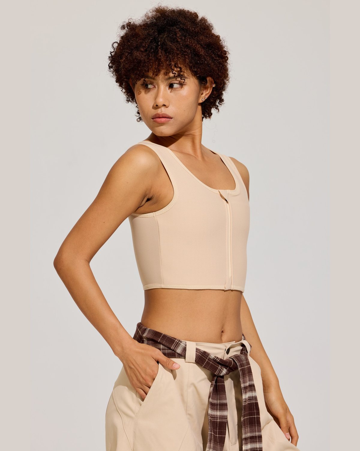 Front Zip Crop Binder Side profile