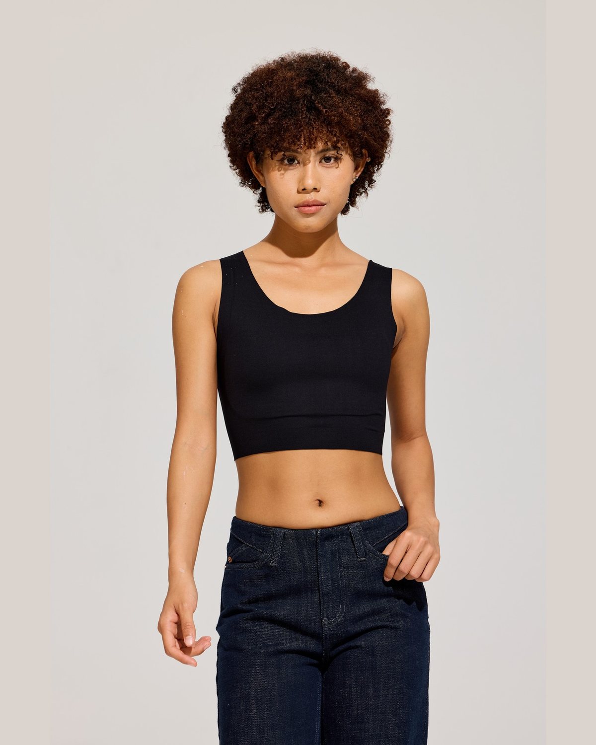 Sport Crop Binder Tank in Black