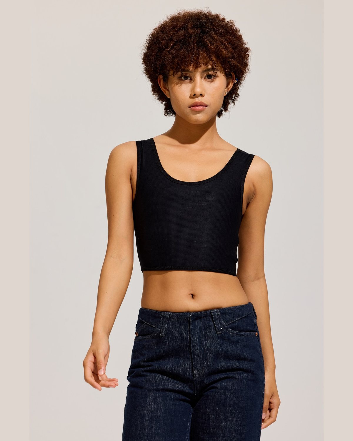 Wide Strap Crop Binder Tank Clean front detail
