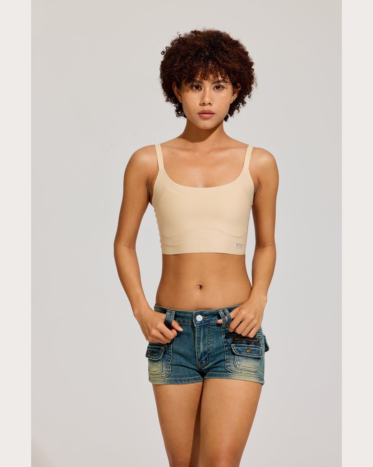 Slim Strap Crop Binder in Sand